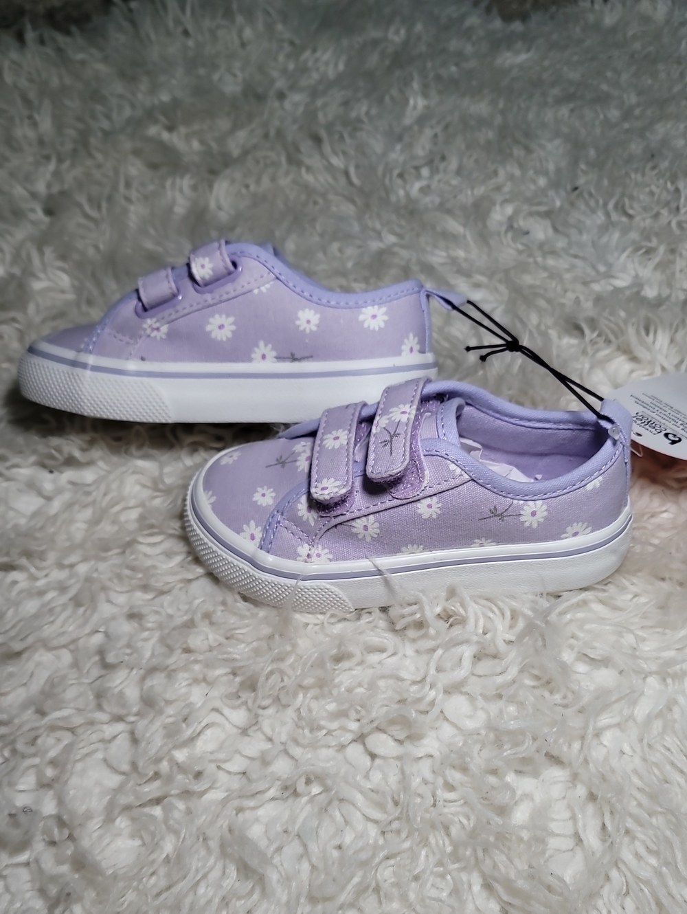 Kids Lavender Daisy Sneakers with Hook-and-Loop Straps